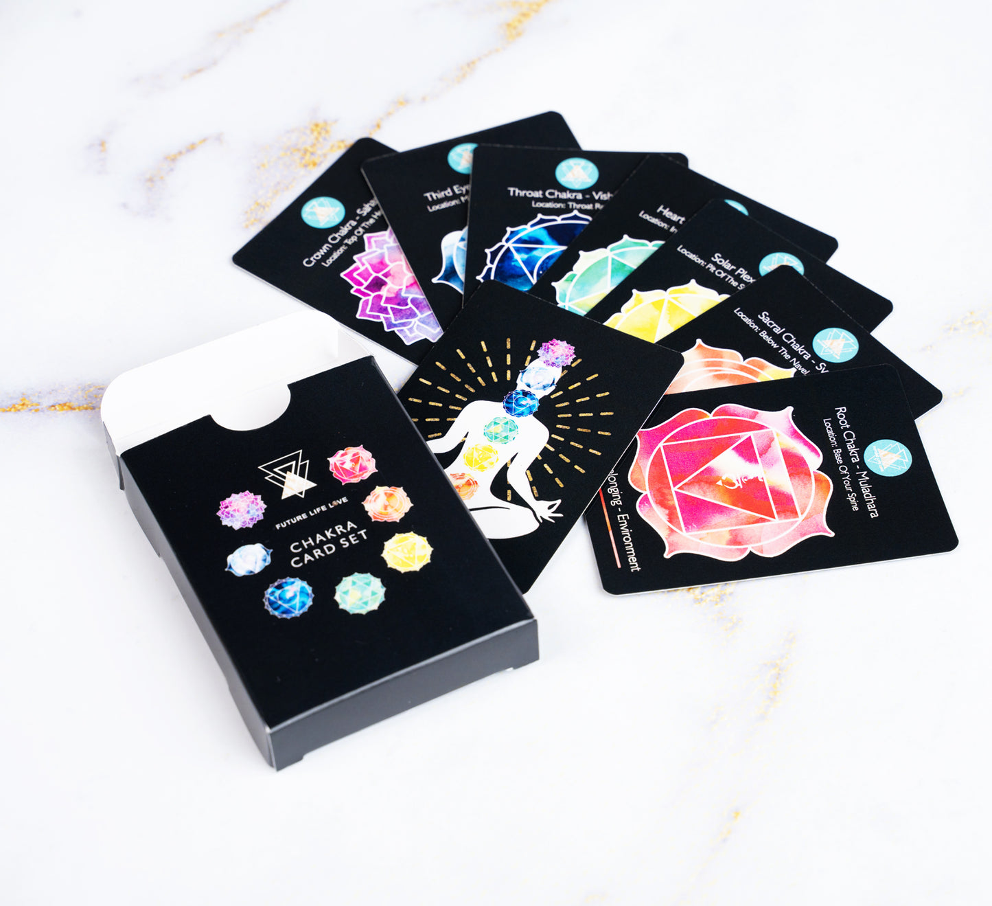 Chakra Card Set With 8 Cards and Black Box