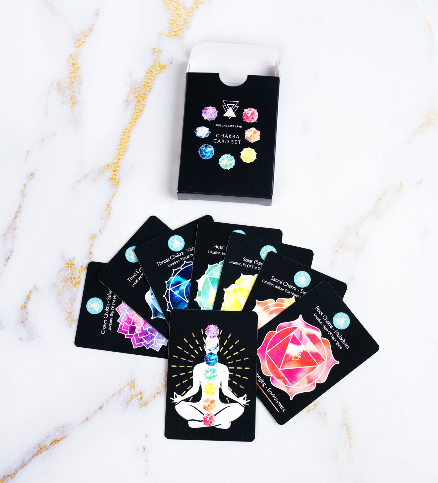 Chakra Card Set With 8 Cards and Black Box