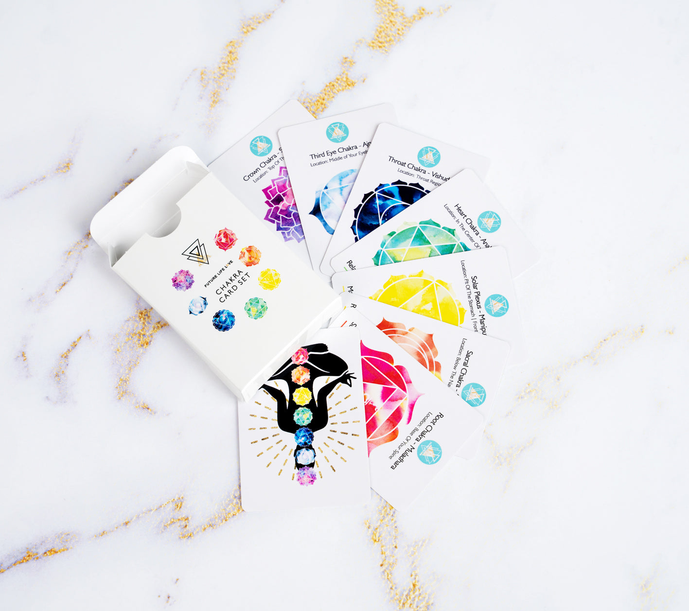 Chakra Card Set With 8 Cards and White Box